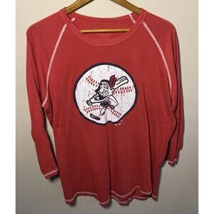 Majestic Threads Cleveland Indians Red T-shirt Raglan Large Guardians MLB
